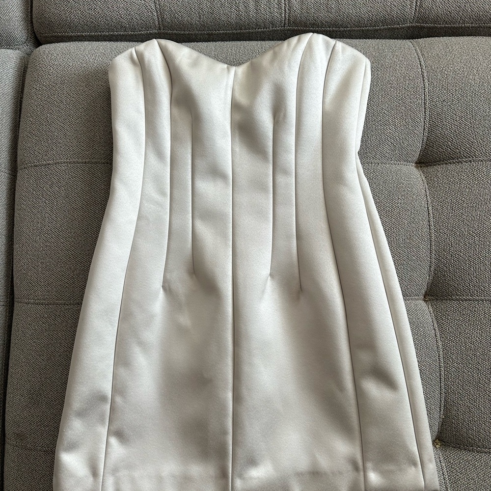 H&M White Strapless Mini Dress